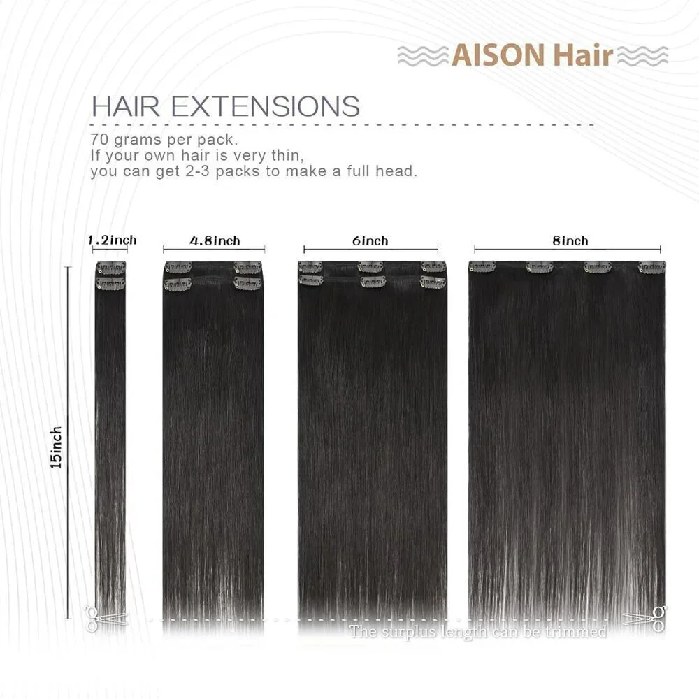 Dark Brown Clip in Hair Extensions Real Human Hair 70G Remy Human Hair Clip in E